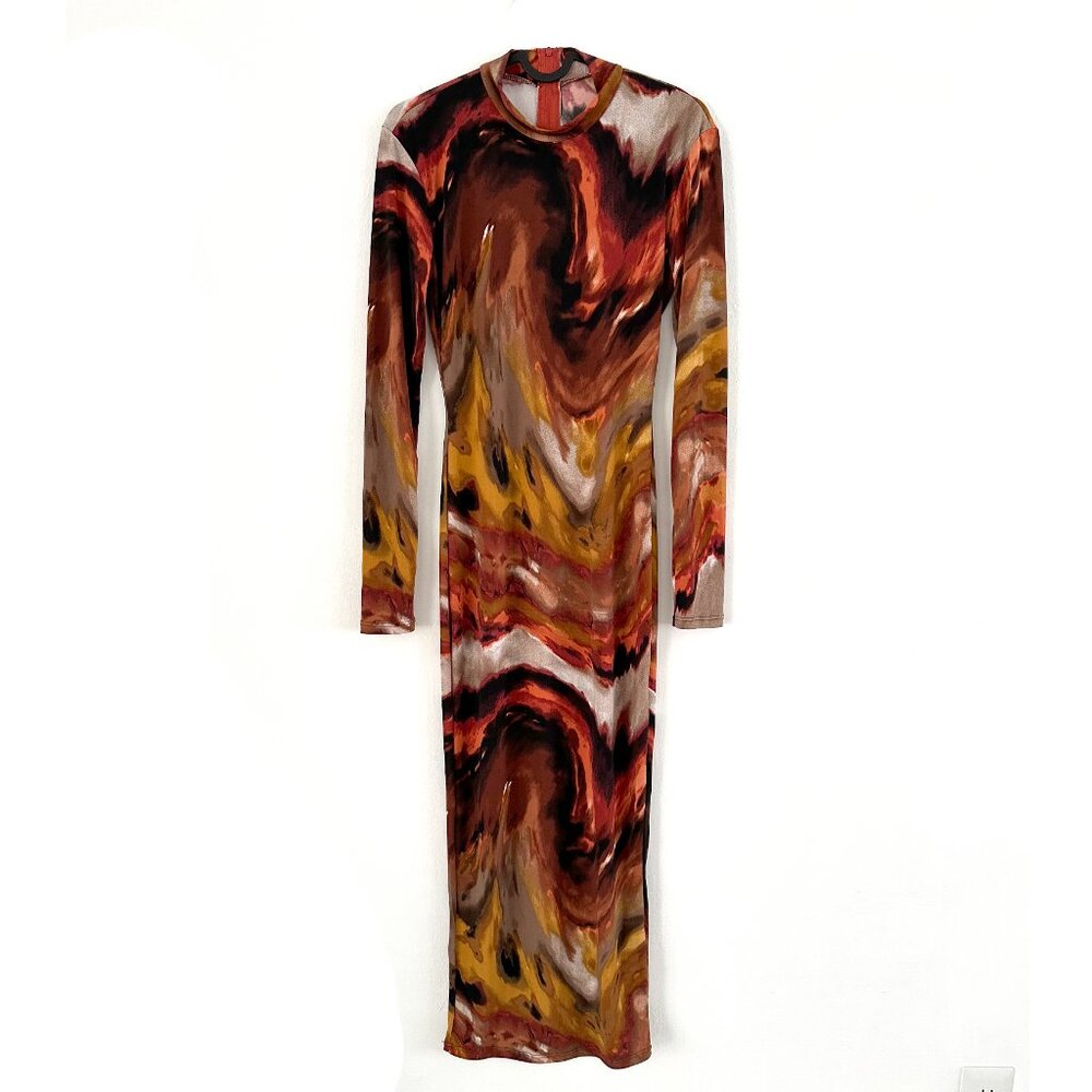 Watercolor Swirl Bodycon Maxi Dress S